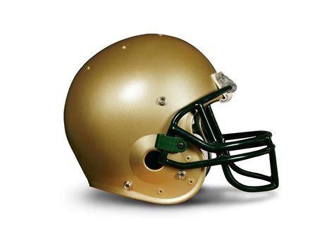 Gold Football Helmet Against White by Guy Crittenden