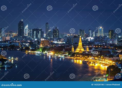 Wat Arun Night View Temple in Bangkok Stock Photo - Image of church ...