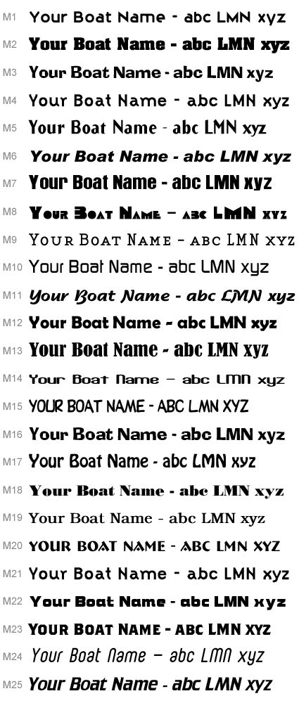 Boat Name and lettering Fonts