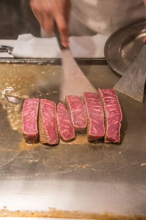 Chef Cook Japanese Wagyu Kobe Beef Steak Stock Image - Image of meat ...