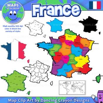 Clip Art Maps of France | Clipart Map Set by Maps of the World | TpT