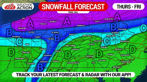 Final Call Snowfall Forecast for Thursday’s Rain to Snow Event + Lake Effect – PA Weather Action