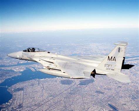 File:F-15A Eagle of the 101st Fighter Squadron flying over New York City after September 11 ...