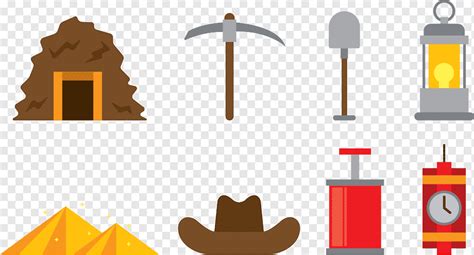 Gold mining Euclidean Gold rush, Digging tool, construction Tools, hat, orange png | PNGWing