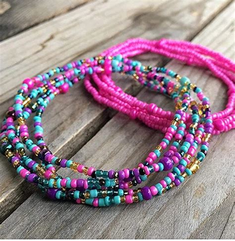 Waist Beads / Elastic Stretchable African Waist Beads Pink and - Etsy