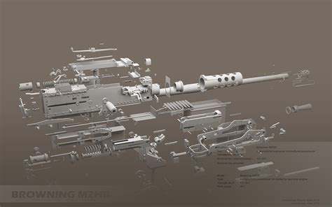 Browning M2HB disassembled (in grey) by ABiator on DeviantArt