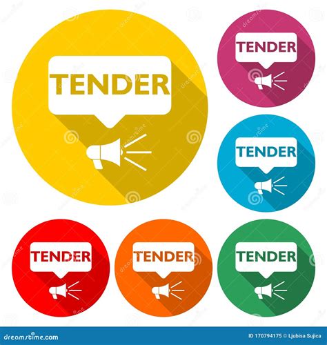 Tender Icon with Long Shadow Stock Vector - Illustration of icon, arrow ...