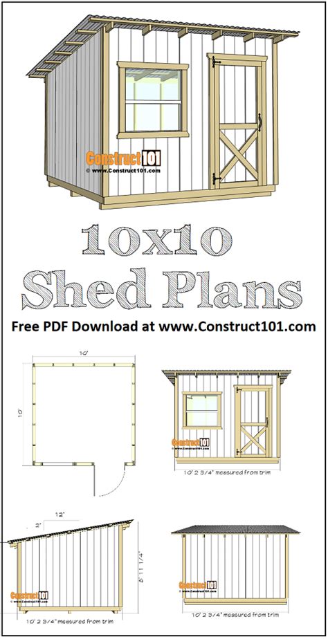 10x10 Lean To Shed Plans | PDF Download - Construct101