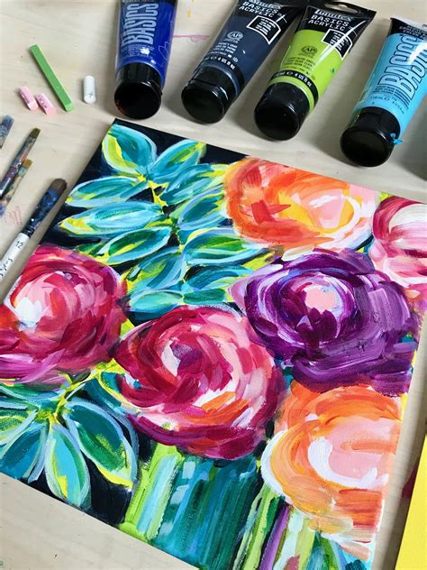 Easy Flower Painting Ideas for Beginners | Step by Step Acrylic Painting Tutorials — Elle Byers Art
