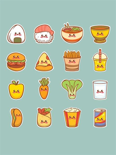 Download Set of cute breakfast food cartoon character sticker for free | Food cartoon, Cartoon ...