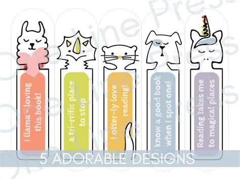 Printable Animal Bookmarks for Kids Kids Printable Party - Etsy