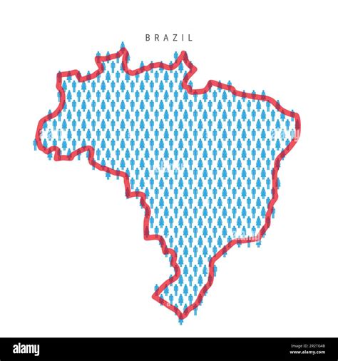 Brazil population map. Stick figures Brazilian people map with bold red ...