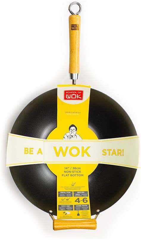 School of Wok - Non-Stick Carbon Steel Wok (14"/36cm) : Amazon.co.uk ...