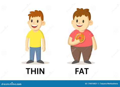 Opposite Adjectives Fat Thin Stock Illustrations – 2 Opposite ...