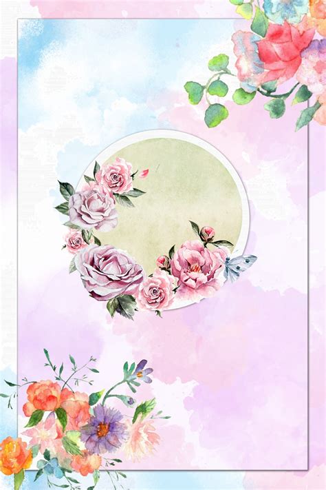 Vector Pink Watercolor Flowers Background, Pink, Fresh, Literature ...