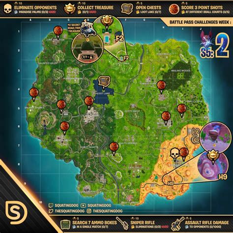 Cheat Sheet Map for Fortnite Battle Royale Season 5, Week 2 Challenges ...