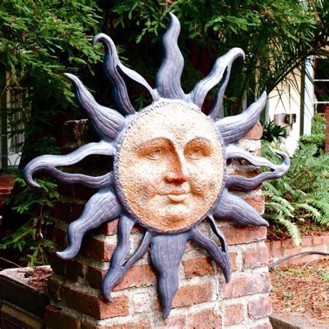 Large Rising Sun Face Celestial Garden Wall Plaque Decor Indoor Outdoor ...