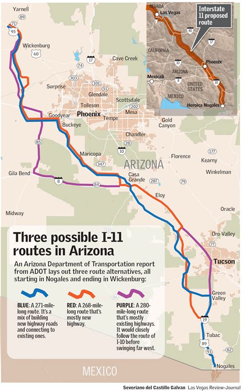 Arizona ambtenaren bestuderen 3 mogelijke routes voor toekomstige I-11 ...