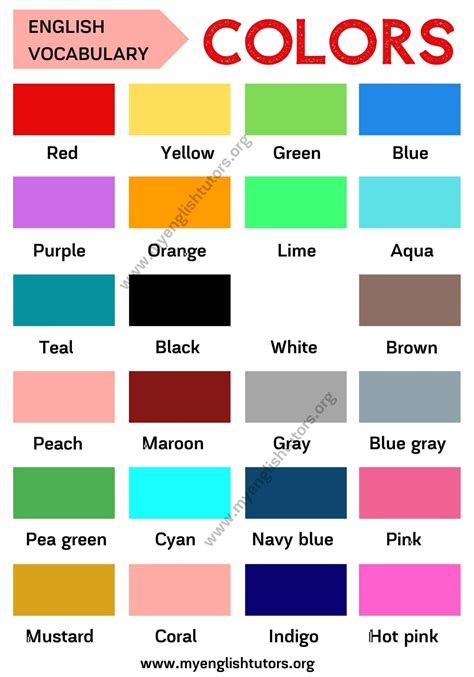 Color Names! In this lesson, you will learn a list of basic colors in English with the ESL ...