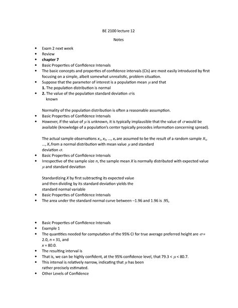 BE 2100 lecture 12 - BE 2100 lecture 12 Notes Exam 2 next week - Studocu