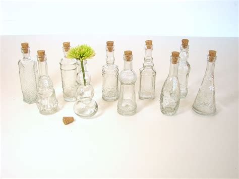 Decorative Clear Glass Bottles with Corks, 5" tall (Set of 10) - Small ...