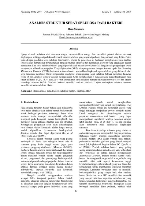 (PDF) ANALISIS STRUKTUR SERAT SELULOSA DARI BAKTERI