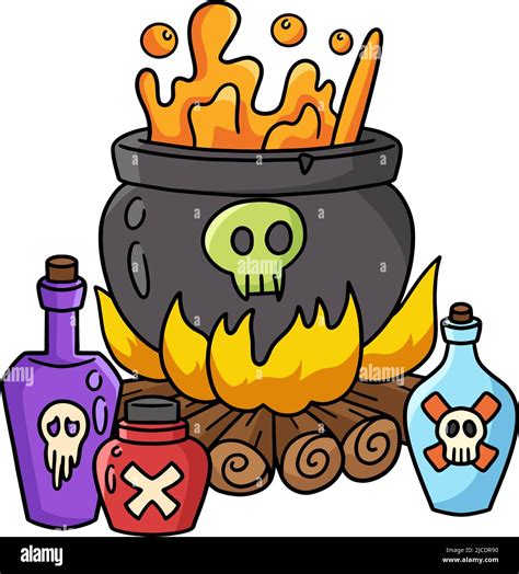 Witch Cauldron Halloween Cartoon Colored Clipart Stock Vector Image ...