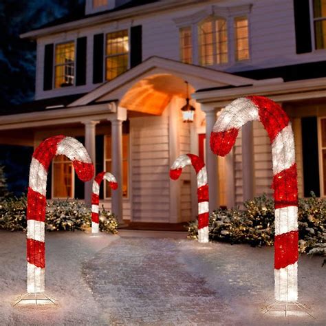 Tis Your Season | 4 Ft Lighted 3D Tinsel Candy Cane Outdoor Christmas ...