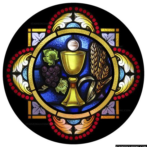 "Eucharist Symbol" Religious Stained Glass Window