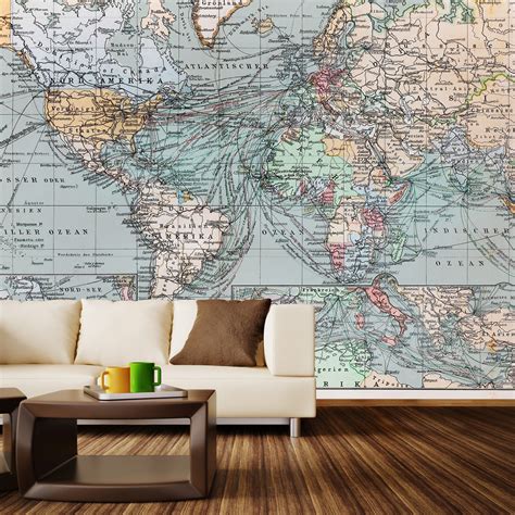 Vintage World Map Wall Mural Decal (100"L x 100"W) - Walls Need Love - Touch of Modern