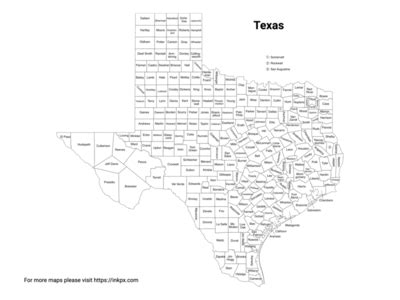 Printable Texas State Map and Outline · InkPx