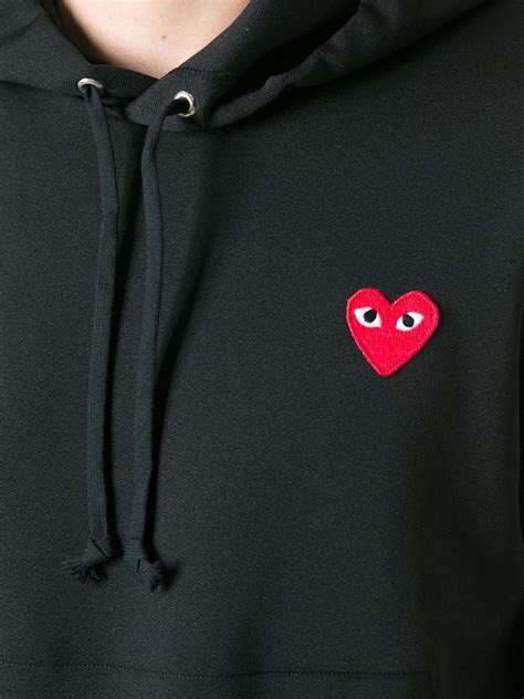 Play comme des garçons Heart Logo Hoodie in Black for Men | Lyst