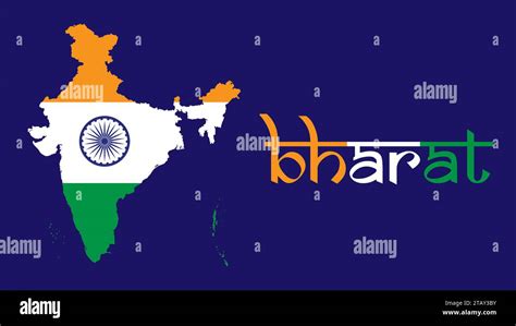 Indian Bharat map embedded with Indian Bharat flag with Bharat text ...