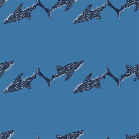 Whale shark seamless pattern in scandinavian style. Marine animals background. Vector ...