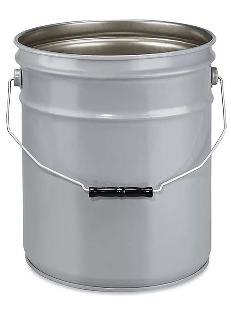 Steel Pail - 5 Gallon, Open Top, Unlined, Gray S-20030GR - Uline