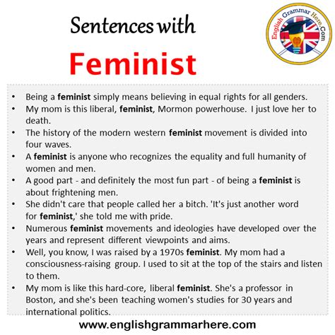 Sentences with Feminist, Feminist in a Sentence in English, Sentences ...