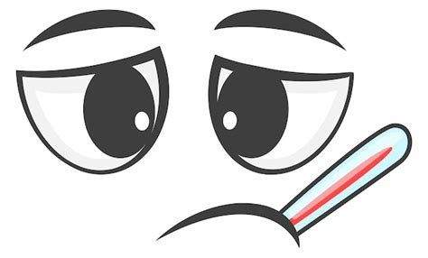 Premium Vector | Comic face with thermometer Sick person emoji