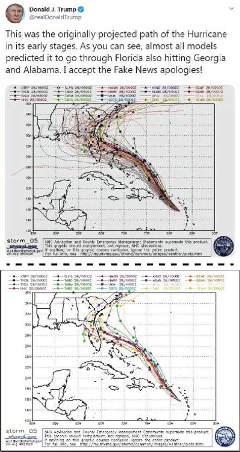 That time Trump doodled on a NOAA spaghetti model map in MSPaint ...