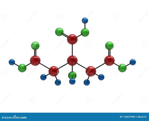 Molecule of citric acid stock illustration. Illustration of render - 110637990