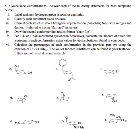 Solved 6. Cycloalkane Conformations. Answer each of the | Chegg.com