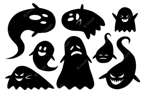 Premium Vector | Halloween ghost silhouette cartoon set