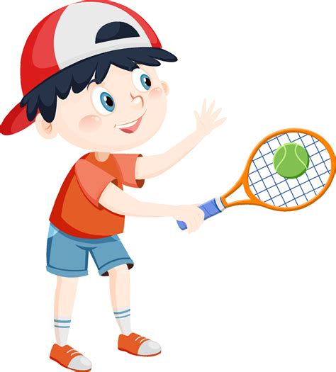 Cute boy tennis player cartoon 12404228 Vector Art at Vecteezy