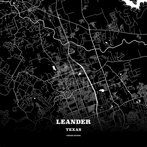 a black and white map of leander texas with the words leander on it