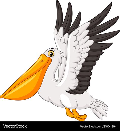 Cartoon pelican flying isolated on white Vector Image