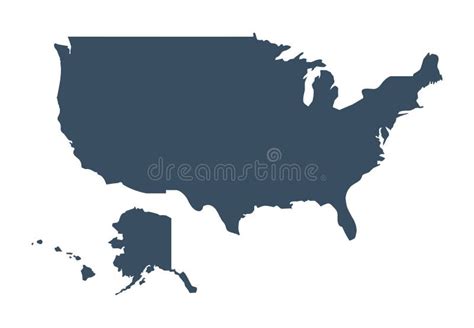 USA Vector Map. United States of America Country Silhouette Isolated on White Background Stock ...