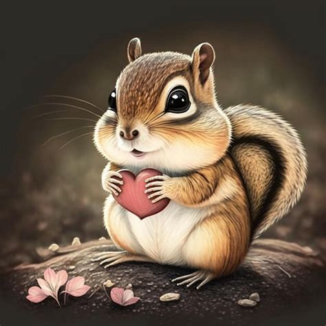 Premium AI Image | A squirrel is holding a heart in his hands.