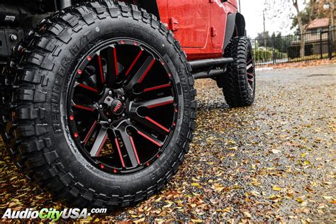 2013 Jeep Wrangler Jk Rubicon | 20" Moto Metal Wheels 978 Black, Red Accents | 4" Rough Country ...