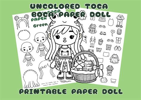 Color Toca Boca Paper Doll & Clothes Green Style / Toca Boca - Etsy