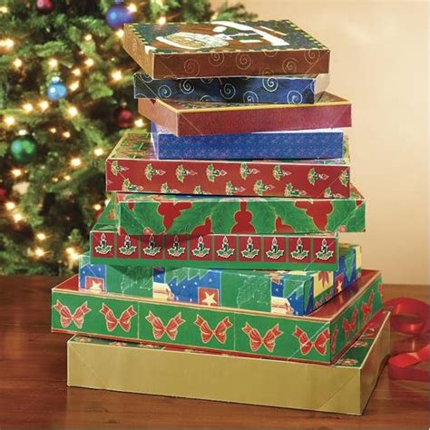 Christmas gift boxes with lids- 10 boxes - assorted