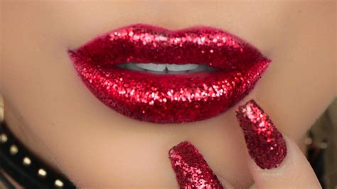 RED GLITTER LIPS | Amys Makeup Box | Glitter lips, Glitter lipstick ...